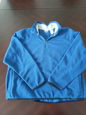 Hanes Men's Navy Blue 1/4-Zip Moxk Neck Fleece Pullover Sweatshirt Size Large
